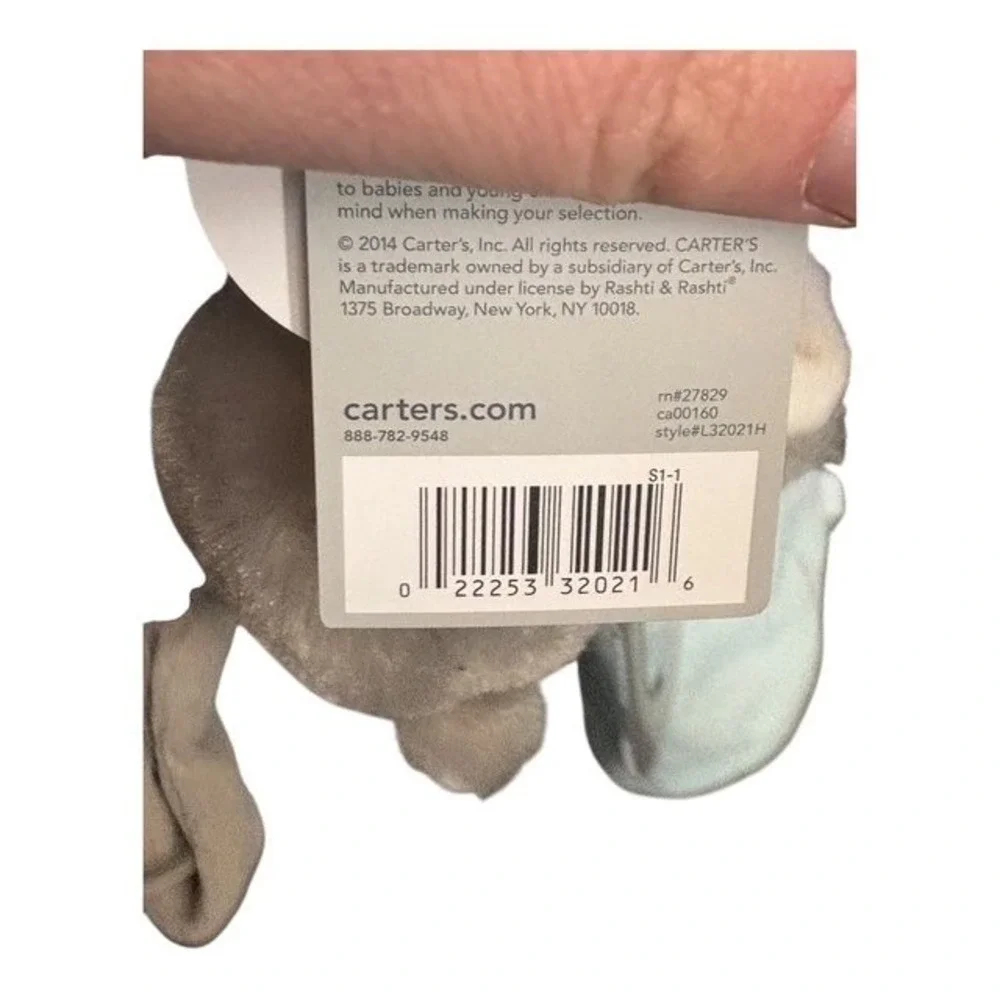 Carters Baby Bear Cuddle Blanket Lovey Rattle Pacifier Holder Mint Gray L32021H